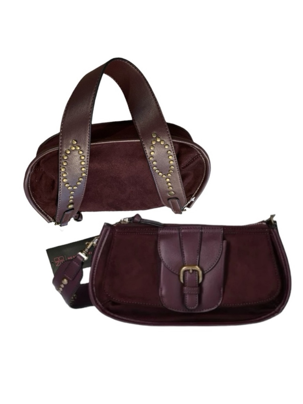 No Boundaries Buckled Detailed Berry Mini Bag